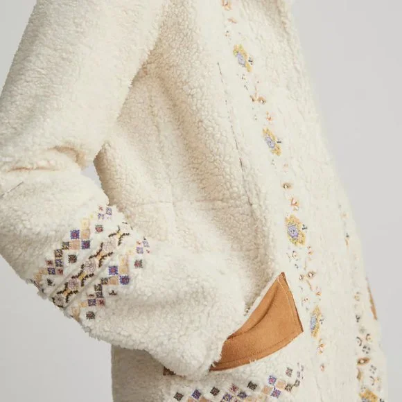 Maeve Embroidered Sherpa Coat - Picture 2 of 9